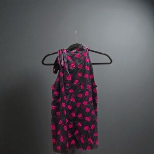 DKNY Black Hot Pink lip print top